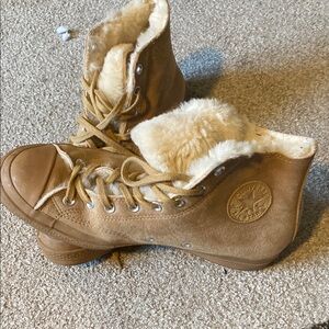 Converse Tan High-Top Sneakers with Plush Lining